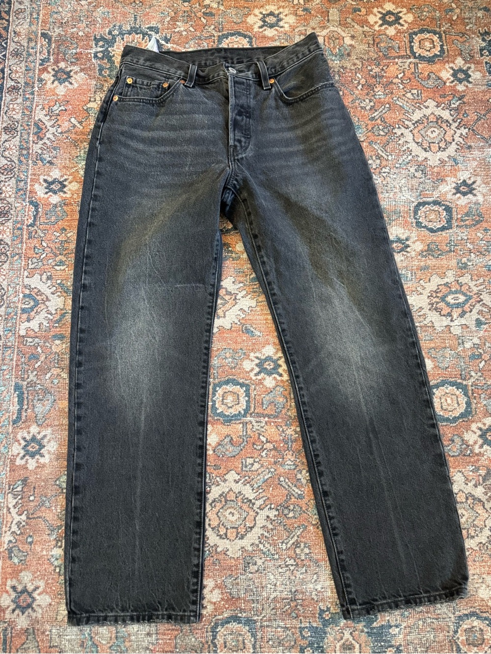 Women’s Levi's 501 Black Washed Wide-Leg 100% cotton Jeans size 27